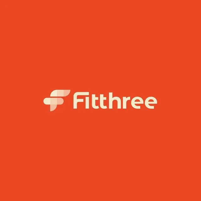 Fitthree logo, geometric, minimal, light