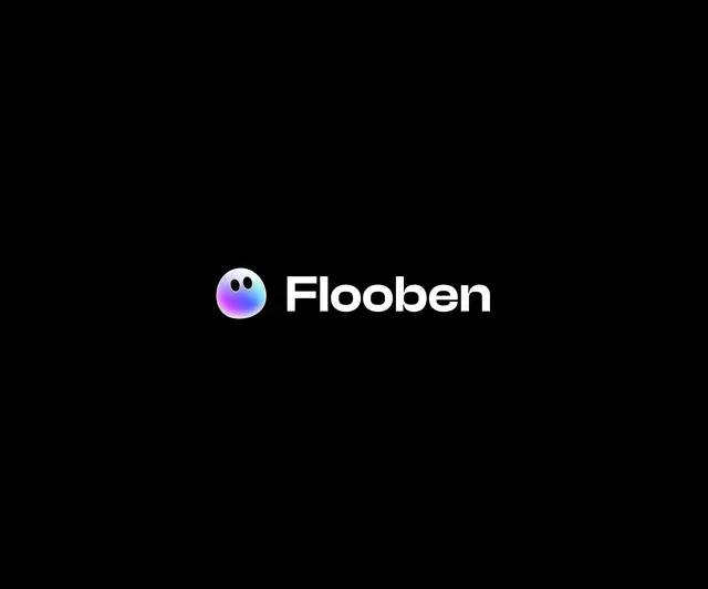 Flooben logo, geometric, minimal, light