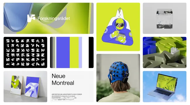 Forskningsradet identity system overview grid, geometric, abstract, vibrant