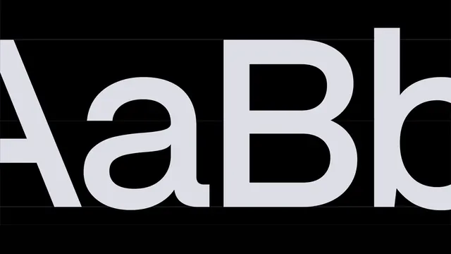 Frame.io cropped AaBb type specimen with guide lines, dark-mode, typographic, dark