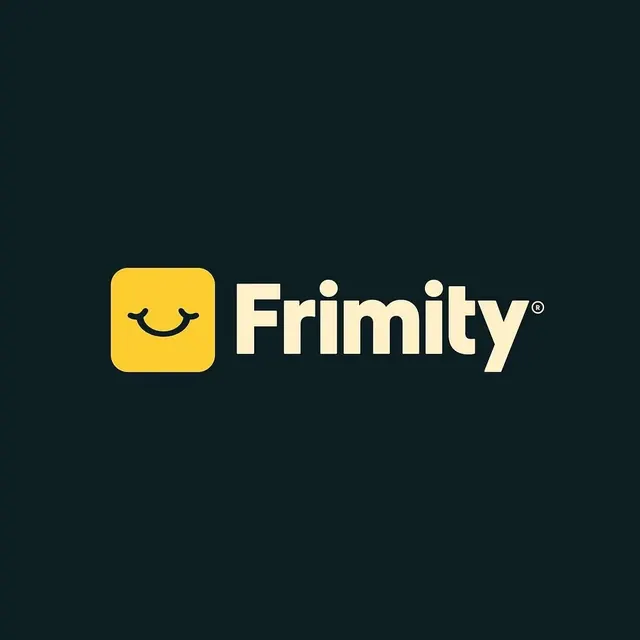 Frimity logo, geometric, playful, warm