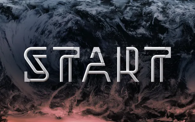 START Wordmark, brutalist, abstract, dark