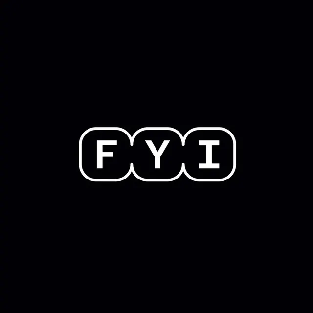 FYI logo, geometric, line-art, light
