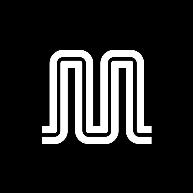 Stylized M Monogram, minimal, geometric, monochrome