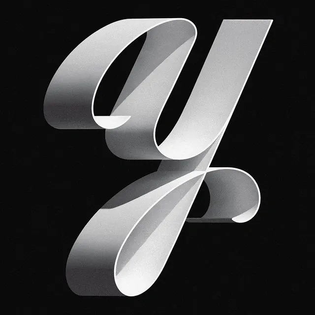 3D Ribbon Letterform, 3d-render, minimal, monochrome