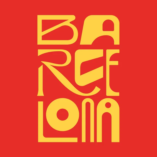 Barcelona Wordmark, brutalist, geometric, vibrant