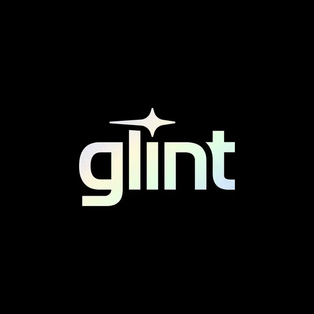 Glint logo, geometric, minimal, light