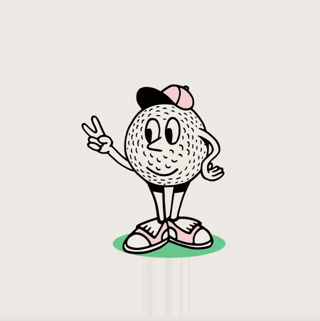 Goolf golf-ball mascot illustration, illustrated, playful, light