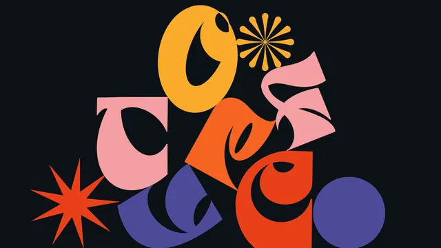 Abstract Geometric Wordmark, maximalist, playful, vibrant