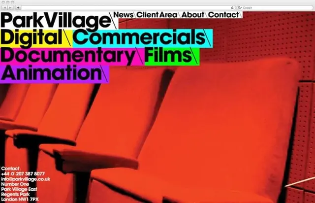 ParkVillage Documentary Films Branding, neo-brutalist, maximalist, vibrant