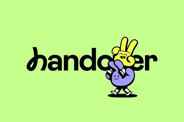 Handover logo, playful, dark