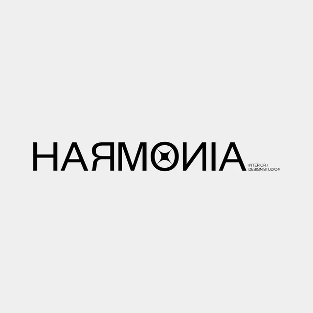 Harmonia logo, geometric, minimal, dark