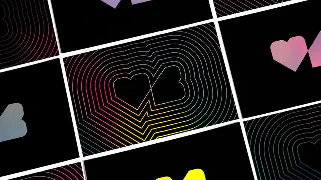 Hartbeat concentric heart mark cards, flat, geometric, dark