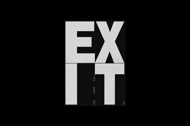 EXIT Wordmark, brutalist, minimal, monochrome