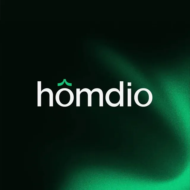 Homdio logo, minimal, light