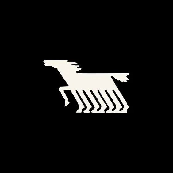 Horse Brutalist logo, geometric, minimal, light