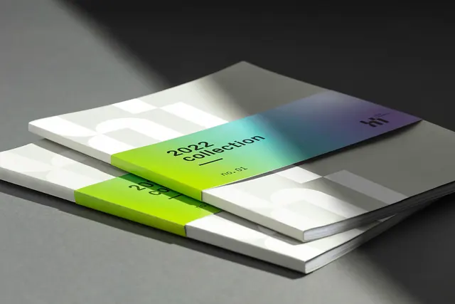 Human Innovations catalogue with gradient belly band, minimal, gradient-heavy, gradient