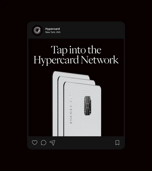Hypercard social post with stacked card render, minimal, dark-mode, dark