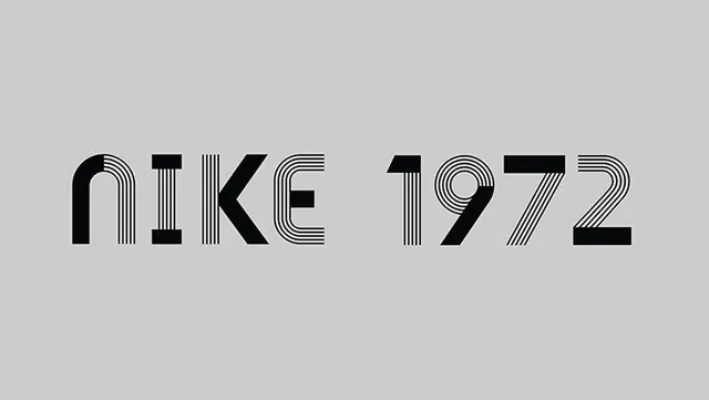 Nike 1972 Wordmark, minimal, geometric, monochrome