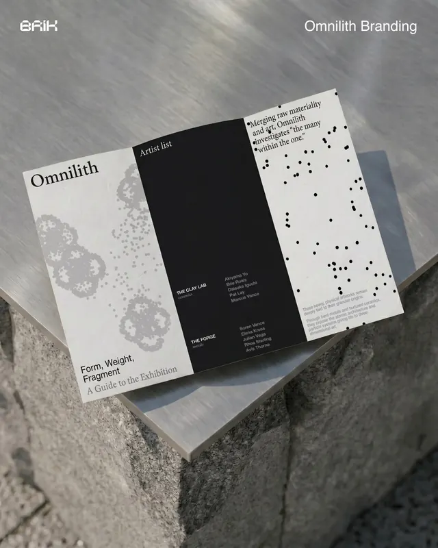 Omnilith branding system with particle language (slide 6)