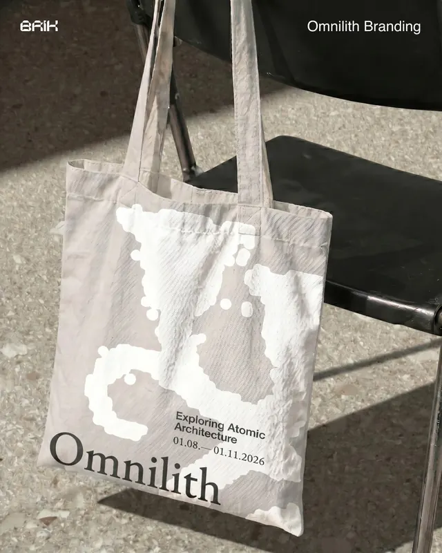 Omnilith branding system with particle language (slide 8)