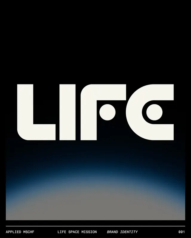 LIFE Space Mission brand identity system, minimal, technical, dark