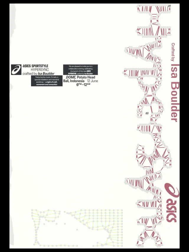 ASICS × ISA Boulder brand identity and packaging system (slide 1)