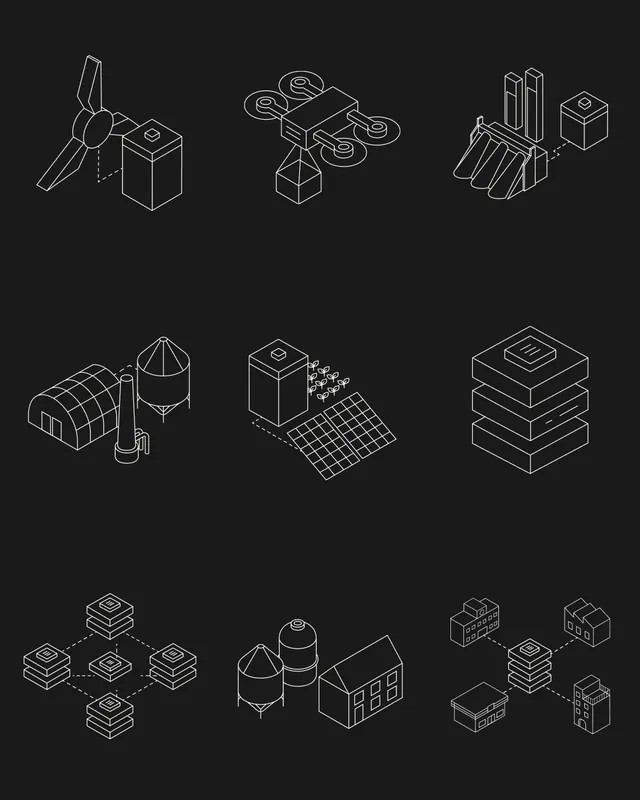 Lazzari Group brand identity system for three renewable companies (slide 8), minimal, geometric, vibrant