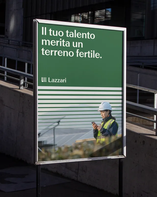 Lazzari Group brand identity system for three renewable companies (slide 9), minimal, geometric, vibrant