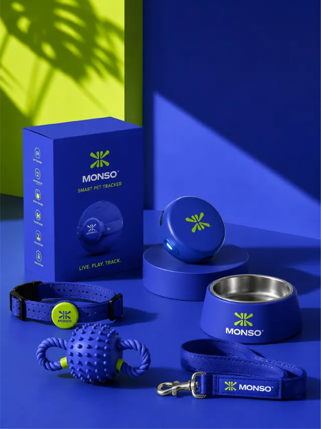 MONSO pet tracker brand identity system (slide 5)