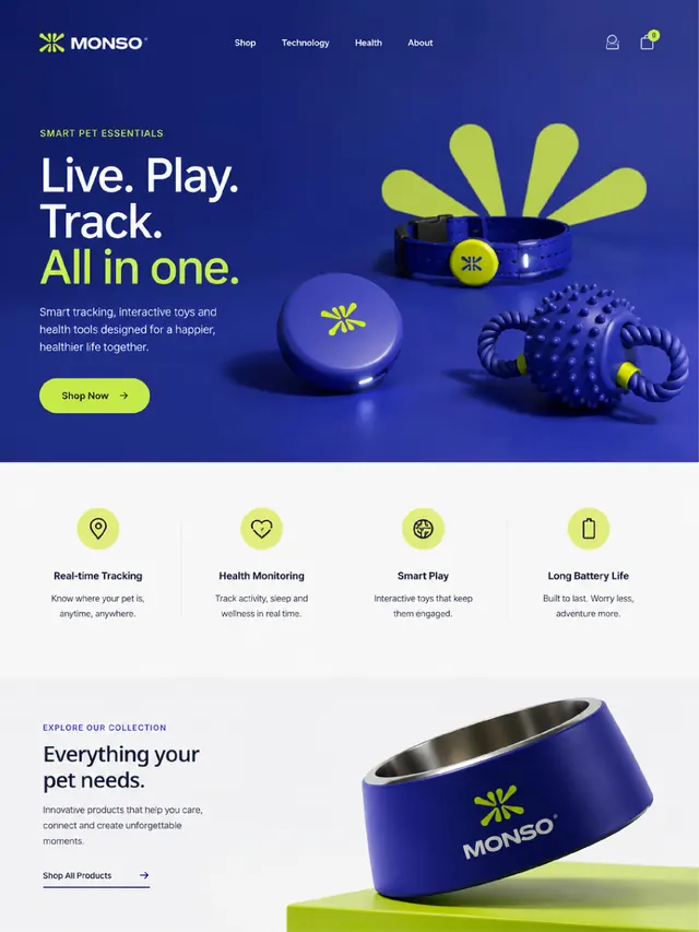 MONSO pet tracker brand identity system (slide 6)