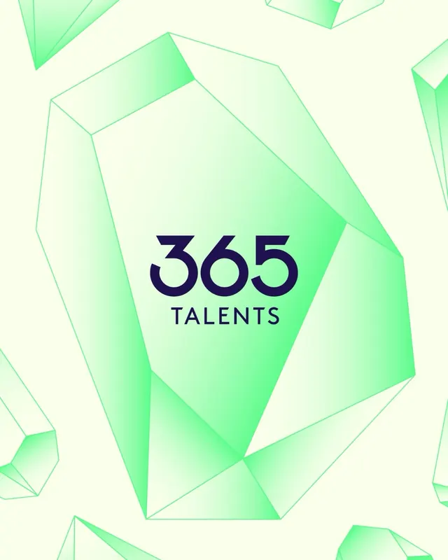 365Talents brand identity redesign (slide 5), geometric, vibrant