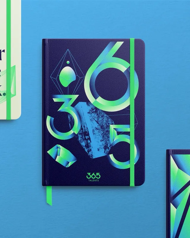 365Talents brand identity redesign, geometric, vibrant