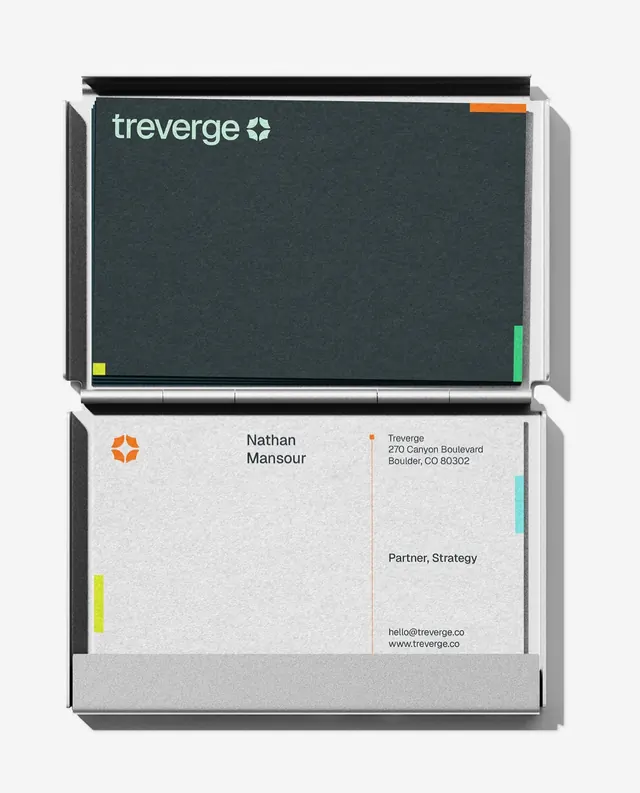 Treverge brand identity for climate capital (slide 5), editorial, corporate-clean, warm