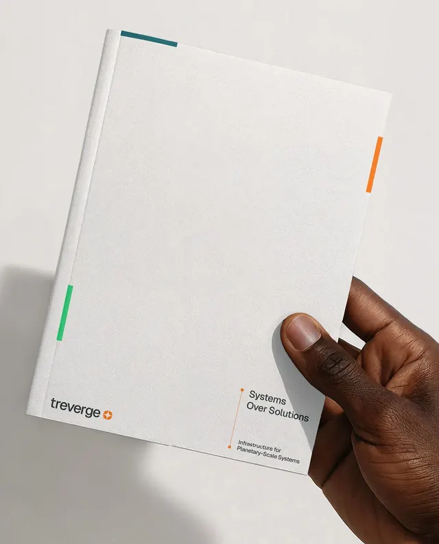Treverge brand identity for climate capital (slide 8), editorial, corporate-clean, warm