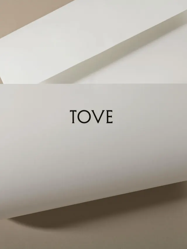 Tove brand identity system carousel with fashion and collateral (slide 4)