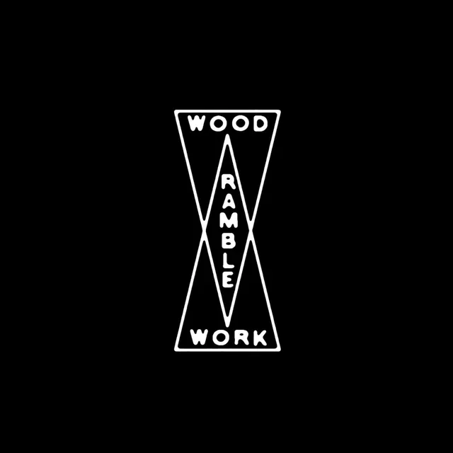 Ramble Wood Work logo explorations (slide 1), typographic, geometric, monochrome