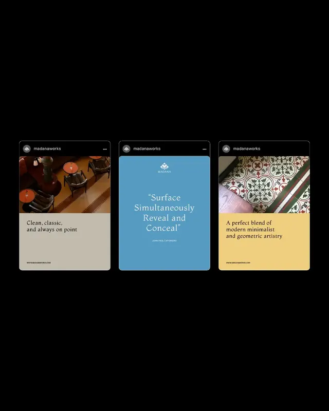 MADANA Tiles identity refresh case study by Akronim (slide 17), minimal, luxury, neutral
