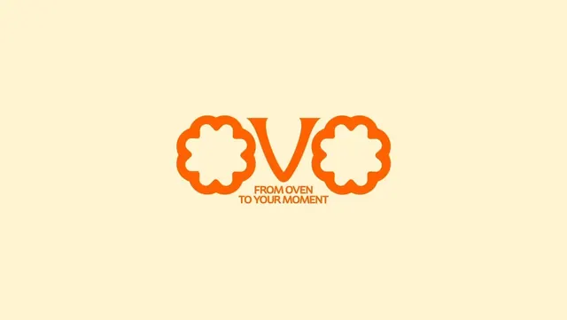 OVO egg tart brand identity and packaging (slide 1), playful, geometric, warm