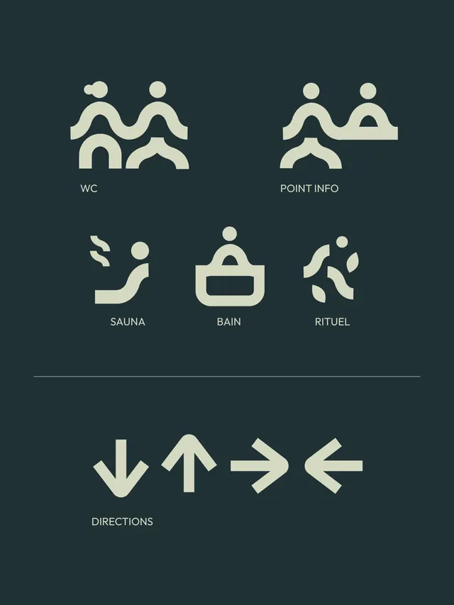 SONA Sauna Social Club brand identity system (slide 8), geometric, playful, vibrant