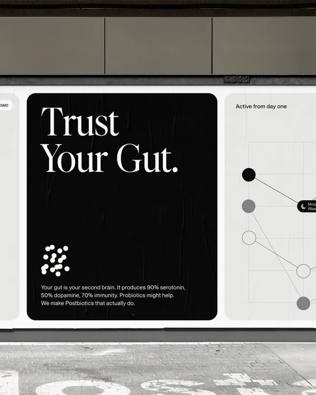 SecondKind brand identity campaign (slide 8), minimal, dark-mode, dark