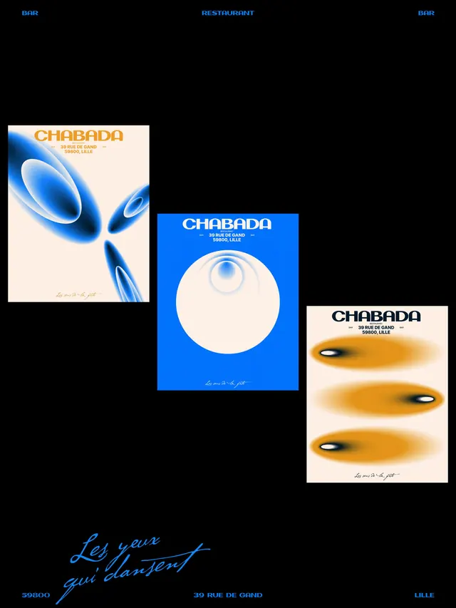 Chabada bar-restaurant identity and environmental design (slide 8), organic, playful, cool