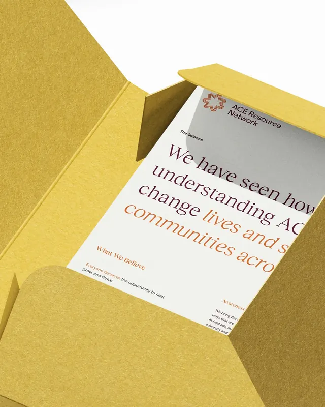 ACE Resource Network brand identity case study (slide 8), corporate-clean, warm