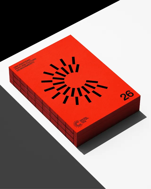 España Cultura Viva identity system, typographic, editorial, high-contrast