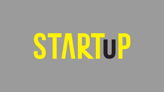 Startup wordmark with bold yellow type, minimal, bold, vibrant