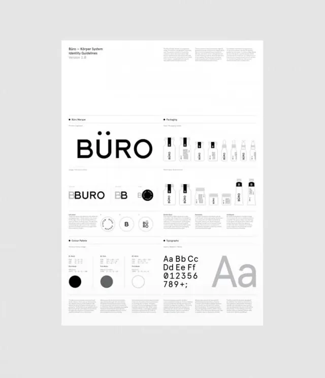 Büro identity system guidelines, minimal, swiss, monochromatic