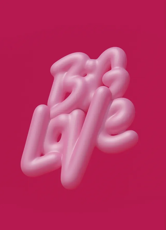 3D Inflated Typography, 3d-render, playful, vibrant