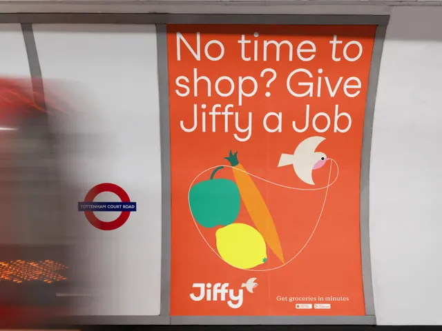 Jiffy transit poster, No time to shop, flat, geometric, vibrant