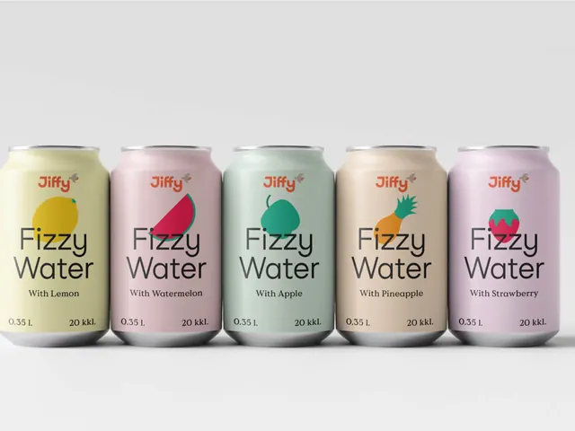 Jiffy Fizzy Water own-brand can range, minimal, flat, pastel