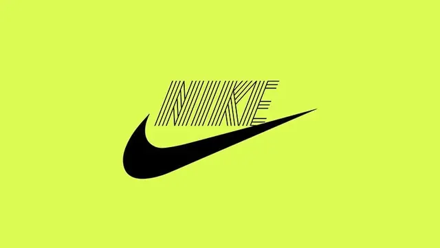 Nike line-art wordmark on volt, minimal, line-art, vibrant